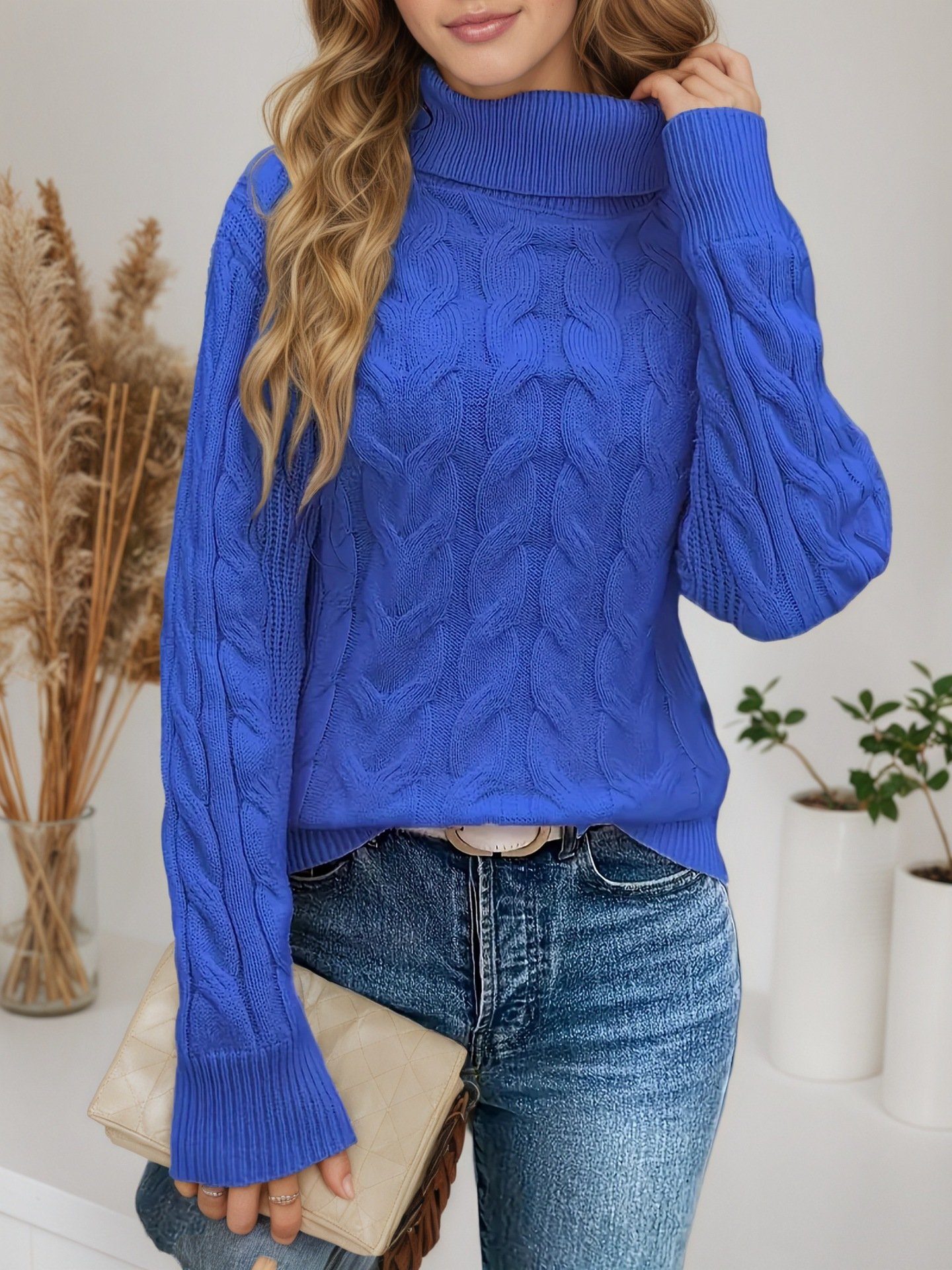 Women Plain Long Sleeve Comfy Casual Sweater