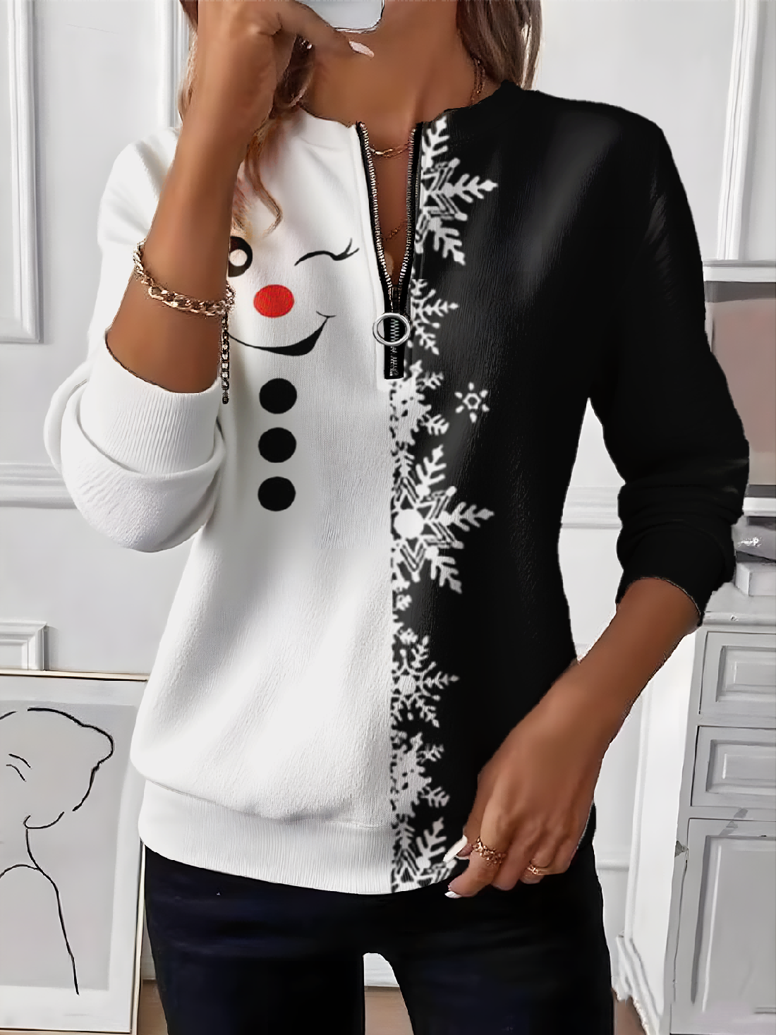 Women Imitation Cashmere Christmas Long Sleeve Comfy Vintage Sweater