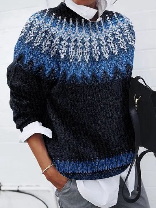 Women Abstract Long Sleeve Comfy Casual Printing Sweater