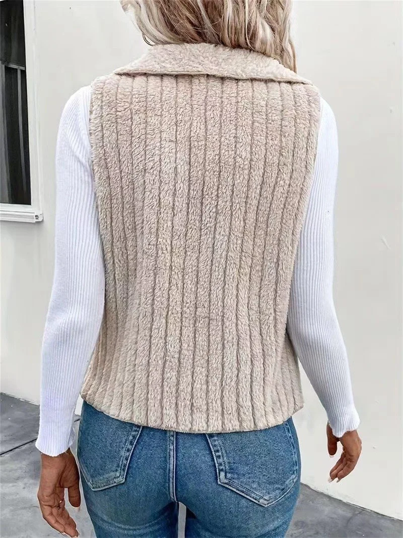 Plain Casual Regular Fit New Autumn And Winter Fashion Casual Simple Sleeveless Versatile Jacket Vest