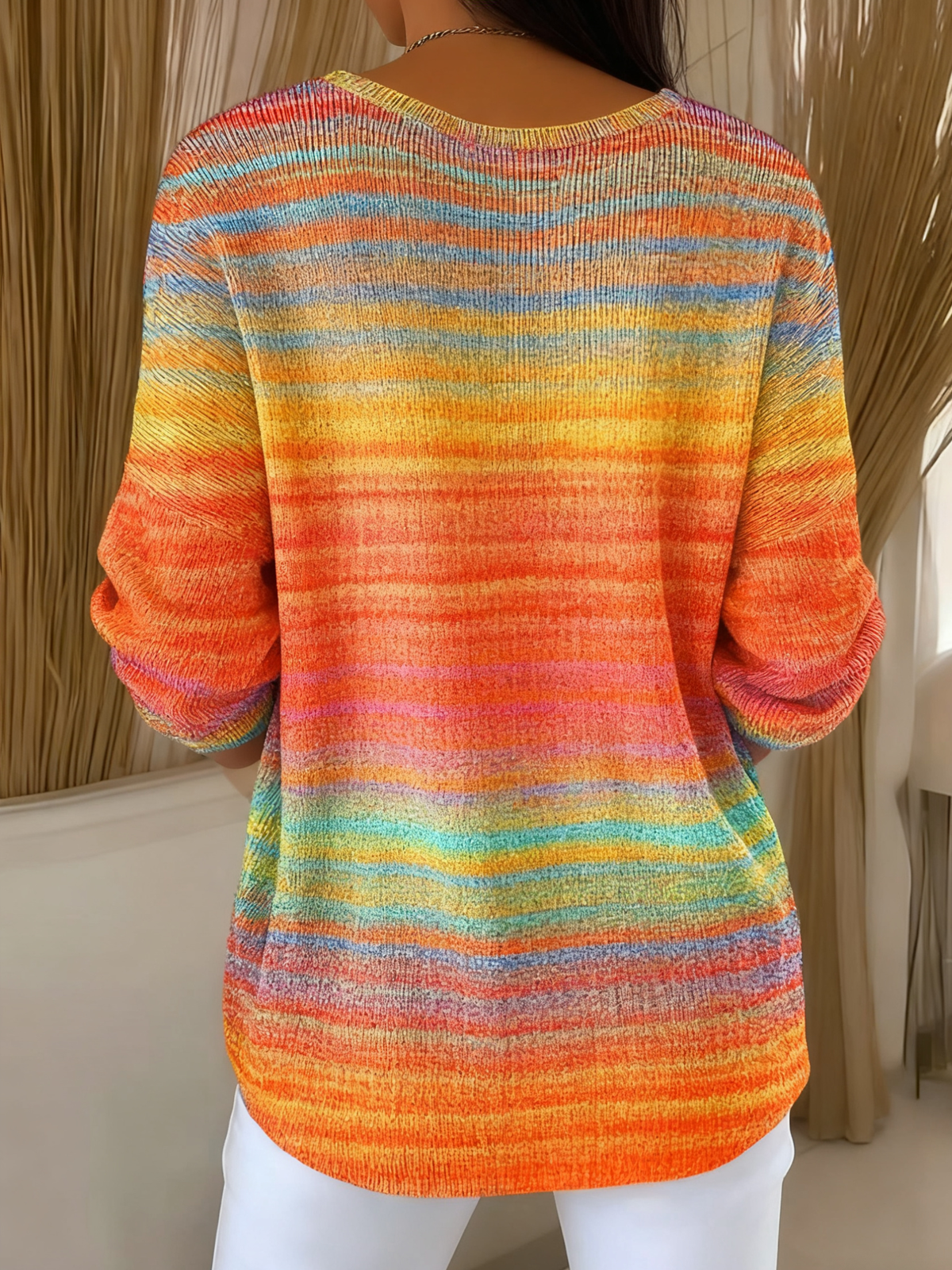 Women Cotton Ombre Long Sleeve Comfy Casual Sweater