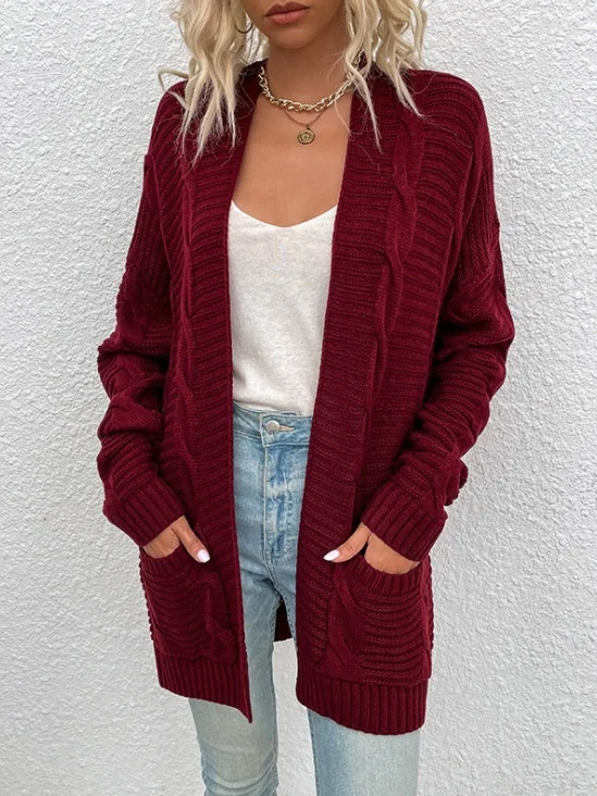 Women Spring/Fall Outerwear Vintage Split Joint Plain Long Sleeve Jacket