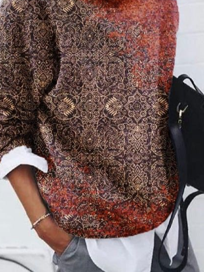 Women Abstract Long Sleeve Comfy Casual Printing Sweater
