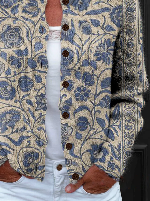 Women Floral Long Sleeve Comfy Vintage Printing Cardigan