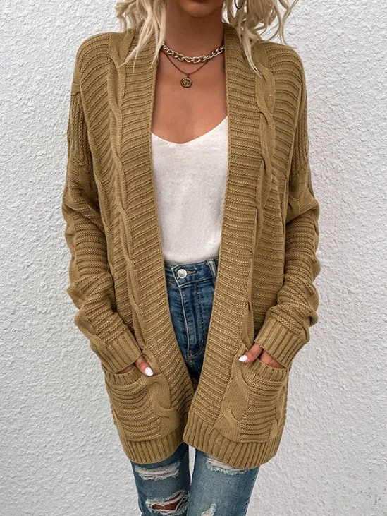 Women Spring/Fall Outerwear Vintage Split Joint Plain Long Sleeve Jacket
