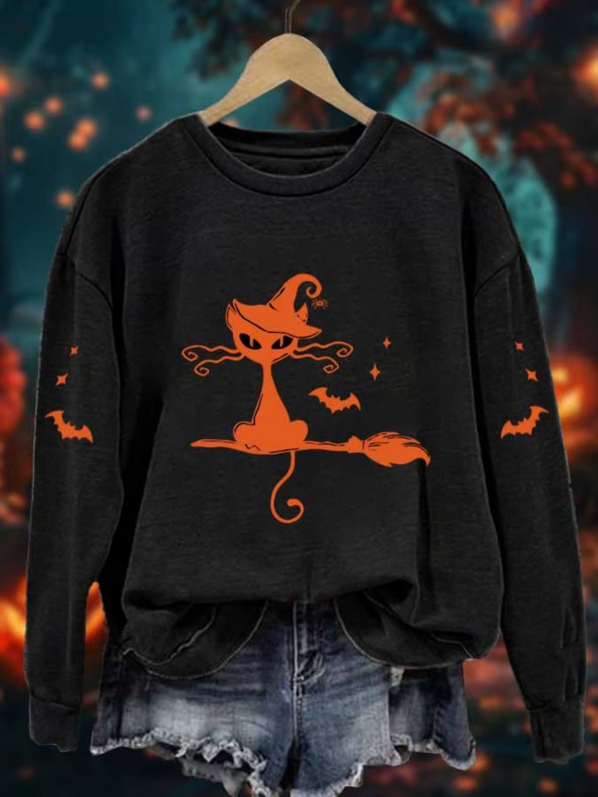 Vintage Crew Neck Cat Sweatshirt