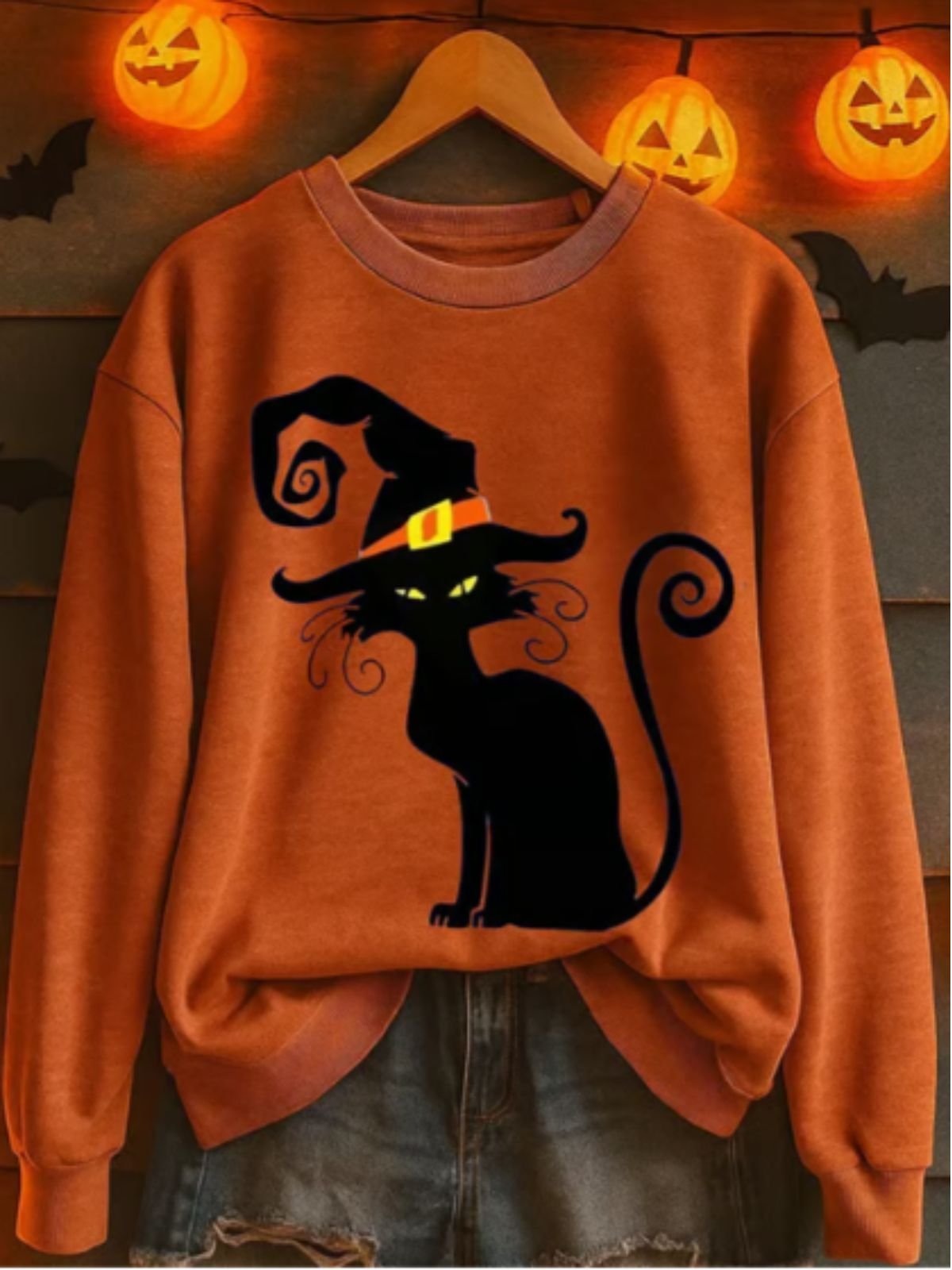 Vintage Crew Neck Cat Sweatshirt