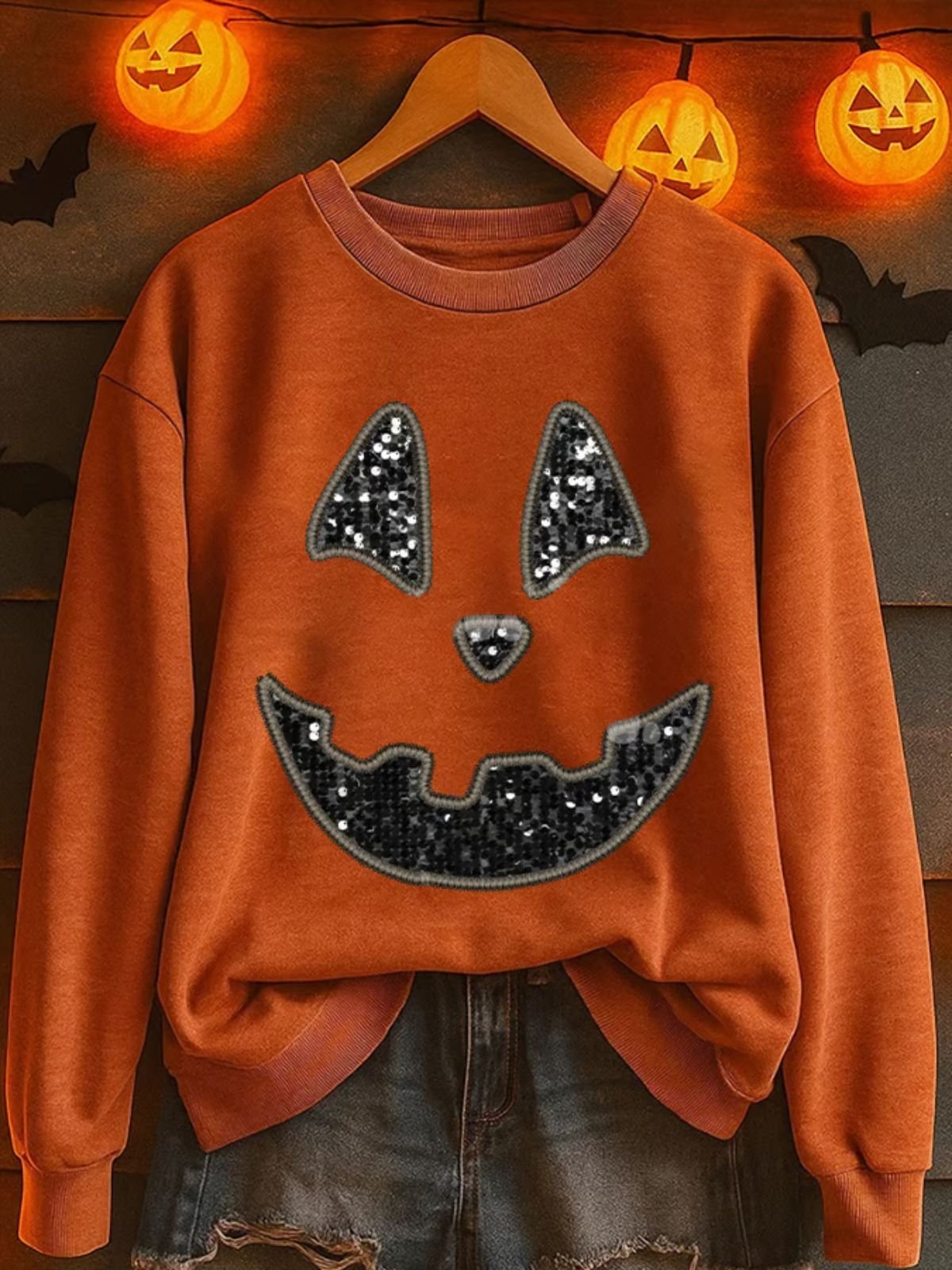 Vintage Crew Neck Halloween Sweatshirt