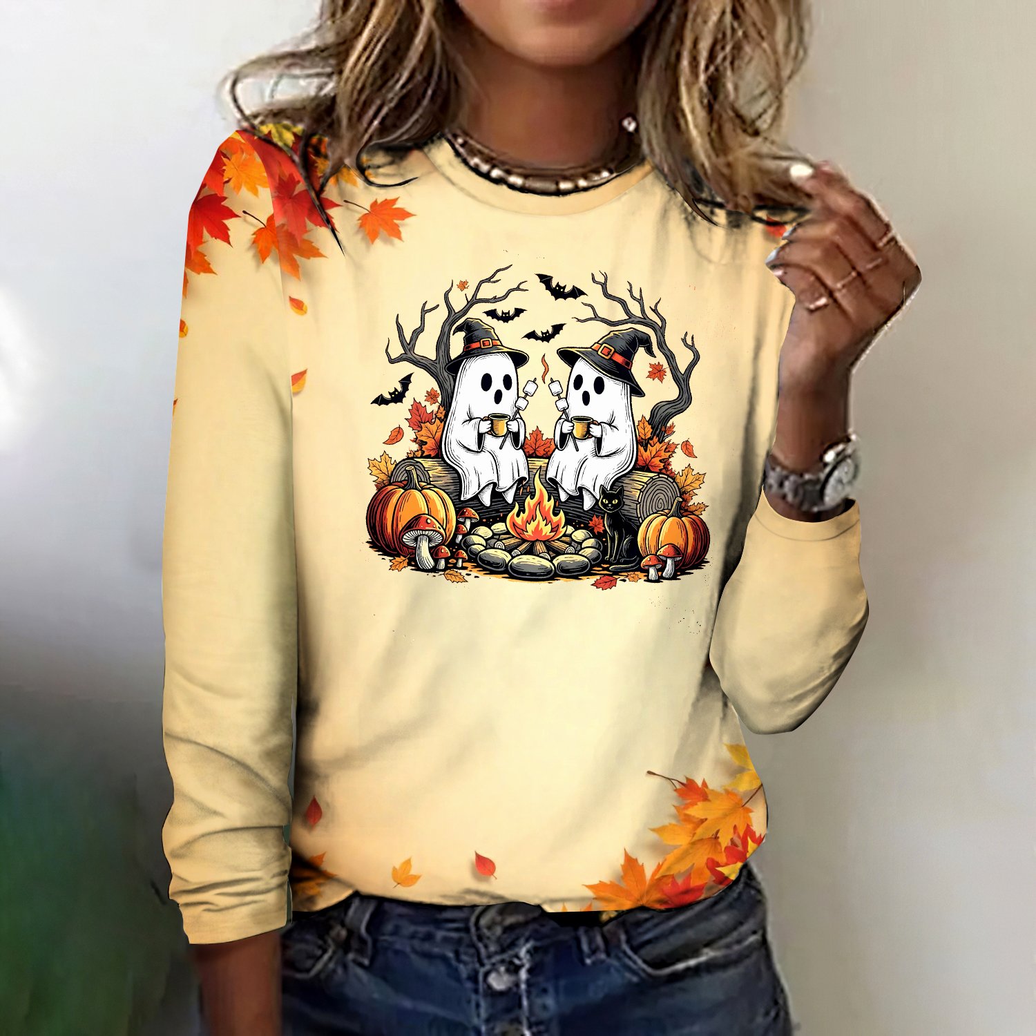 Vintage Animal Crew Neck Long Sleeve T-shirt