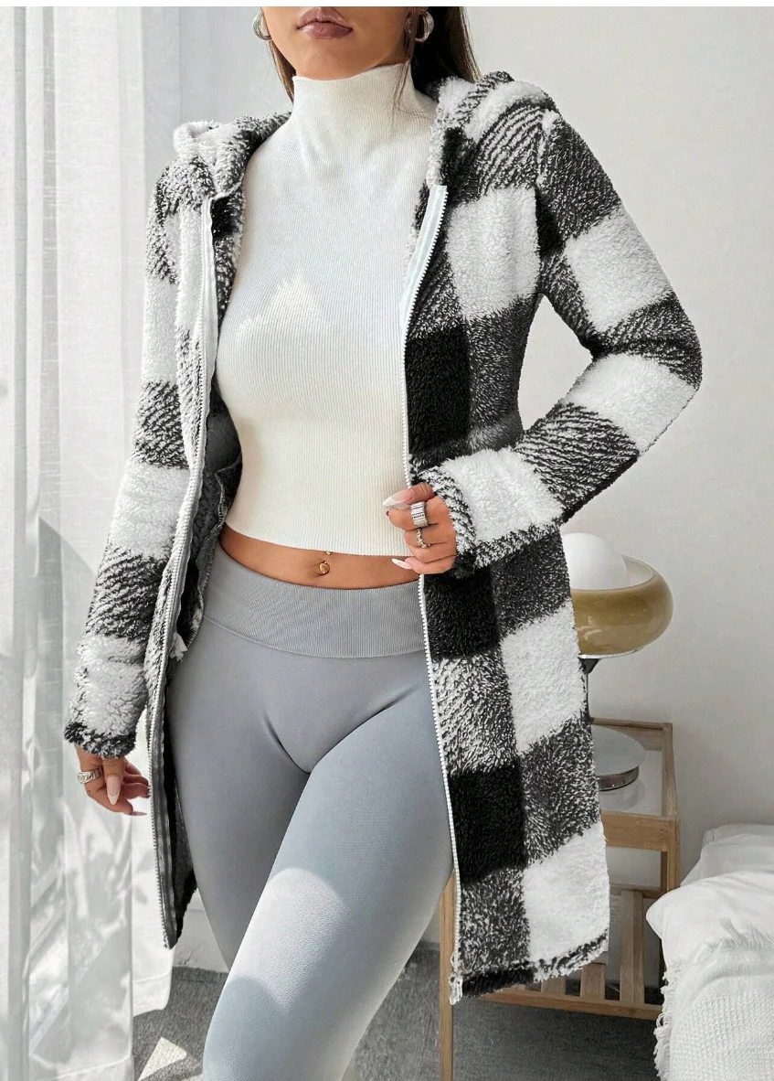 Women Spring/Fall Outerwear Casual Geometric Long Sleeve Hoodie Jacket