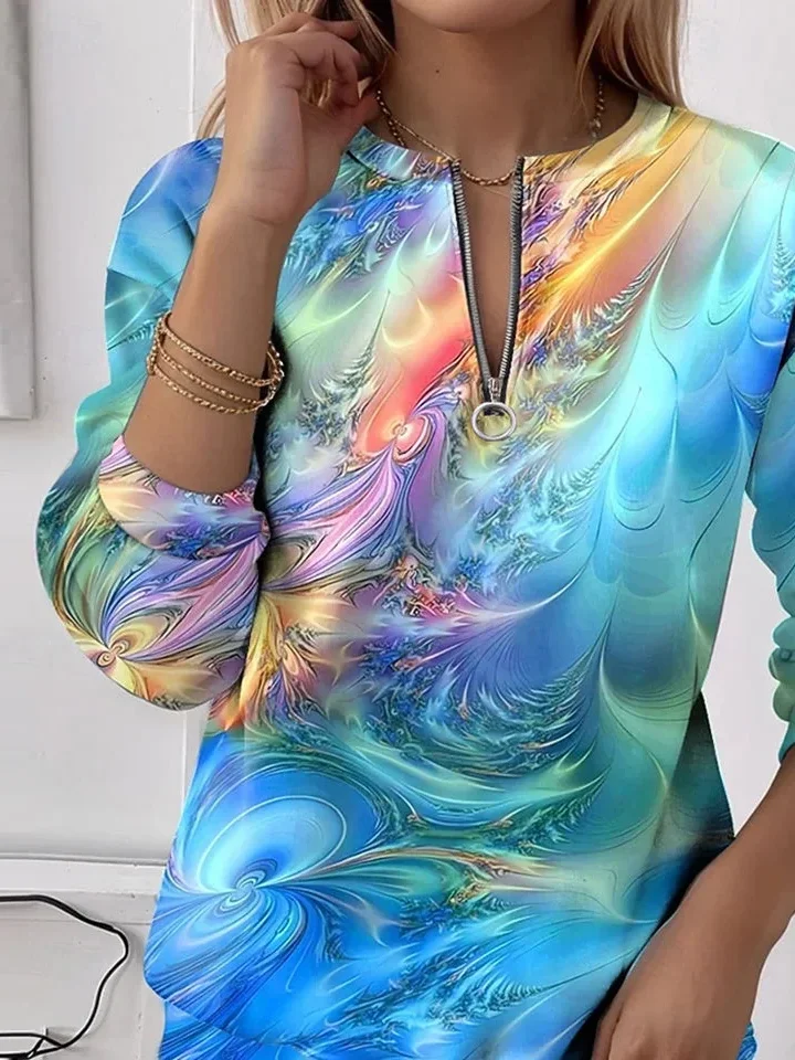 Casual Crew Neck Abstract Sweatshirt Printing