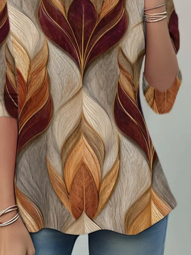 Casual Abstract Crew Neck Long Sleeve T-shirt