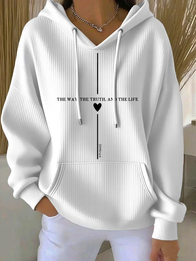Casual Hoodie Text Letters Hoodie