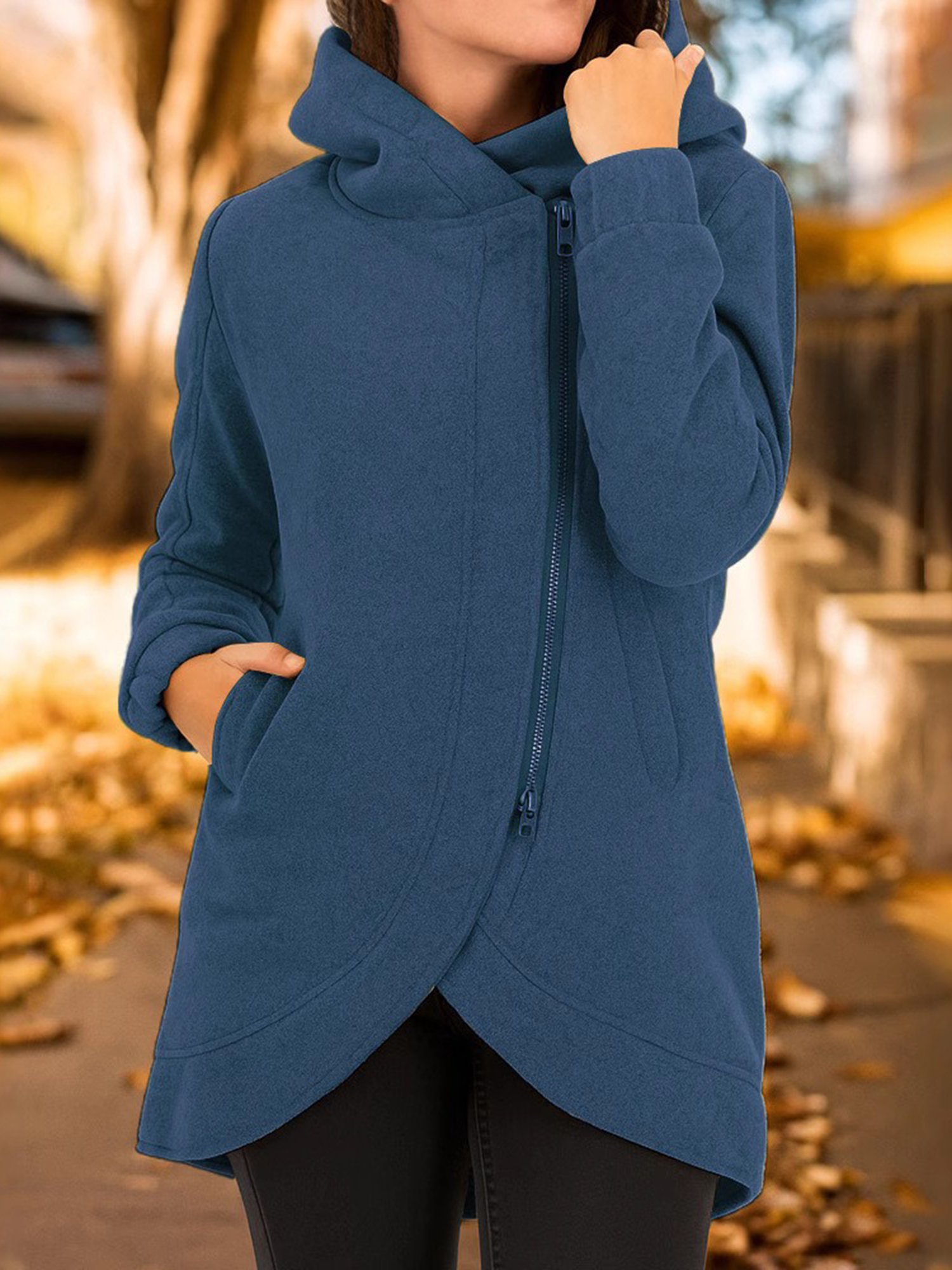 Women Spring/Fall Outerwear Casual Plain Long Sleeve Hoodie Jacket