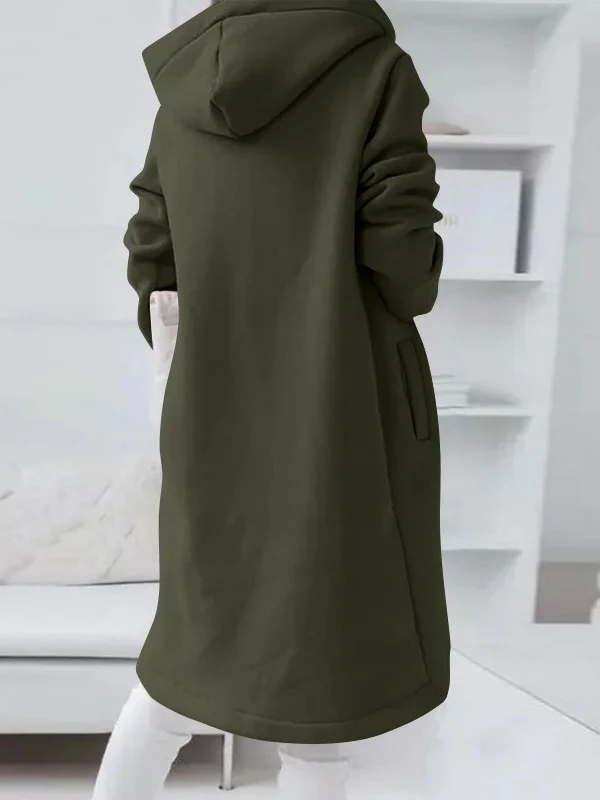 Women Spring/Fall Outerwear Vintage Split Joint Plain Long Sleeve Hoodie Jacket