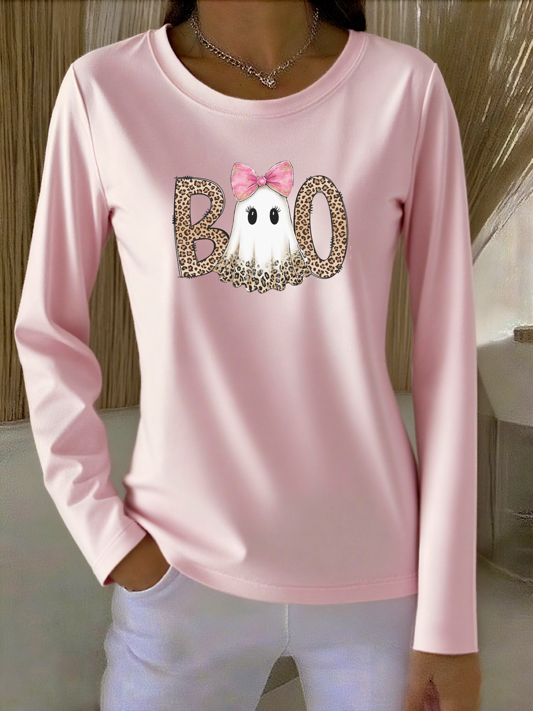 Casual Halloween Crew Neck Long Sleeve T-shirt