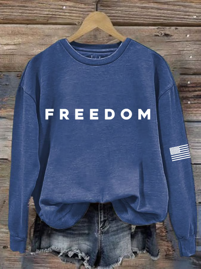 Casual Crew Neck Text Letters Sweatshirt