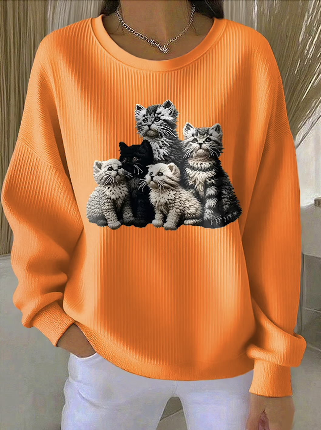 Casual Crew Neck Animal Sweatshirt