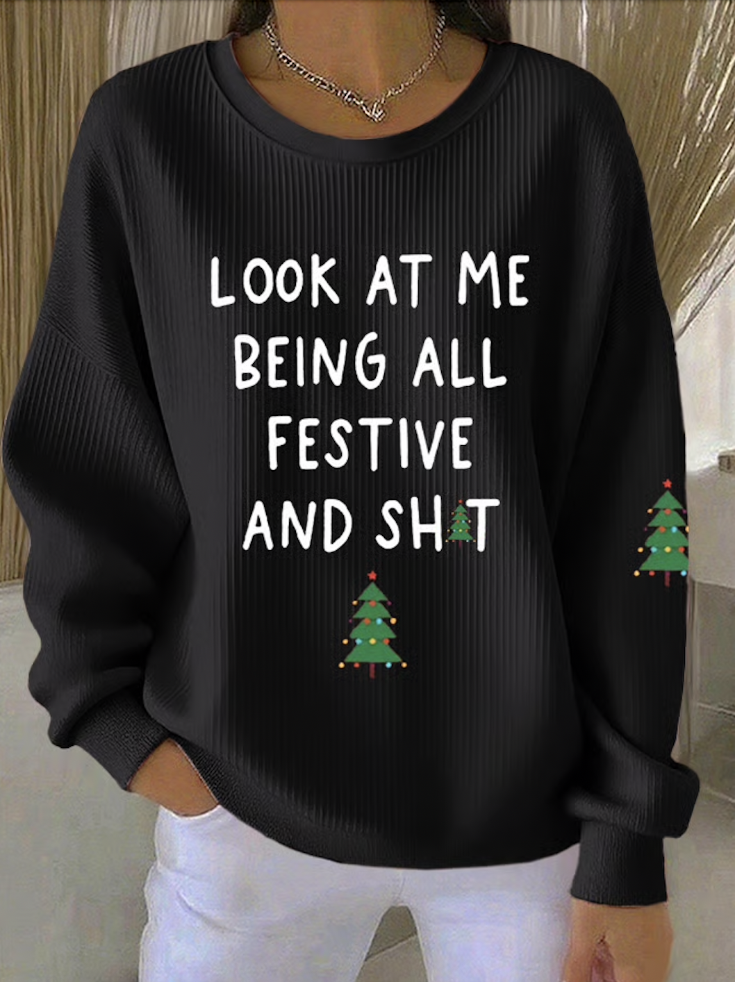 Casual Crew Neck Text Letters Sweatshirt