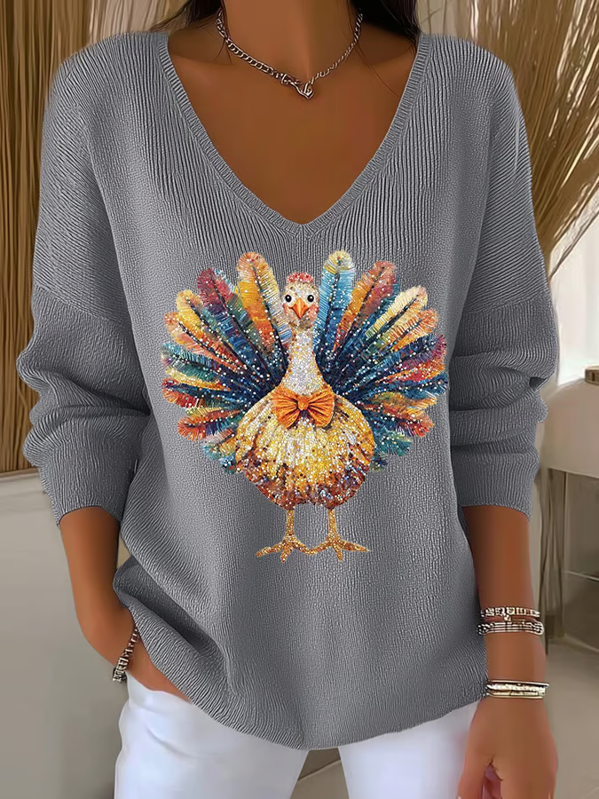 Vintage V Neck Turkey Hoodie