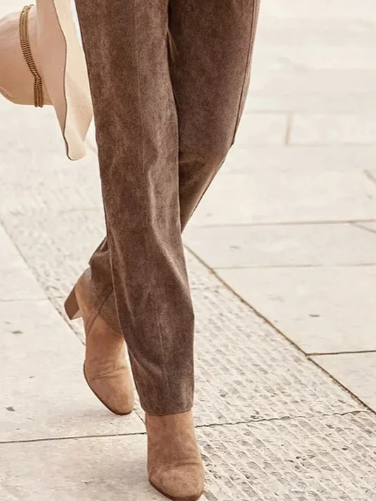 Women Plain Long Pants Vintage Spring/Fall Trousers