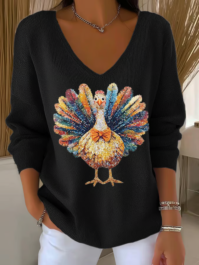 Vintage V Neck Turkey Hoodie