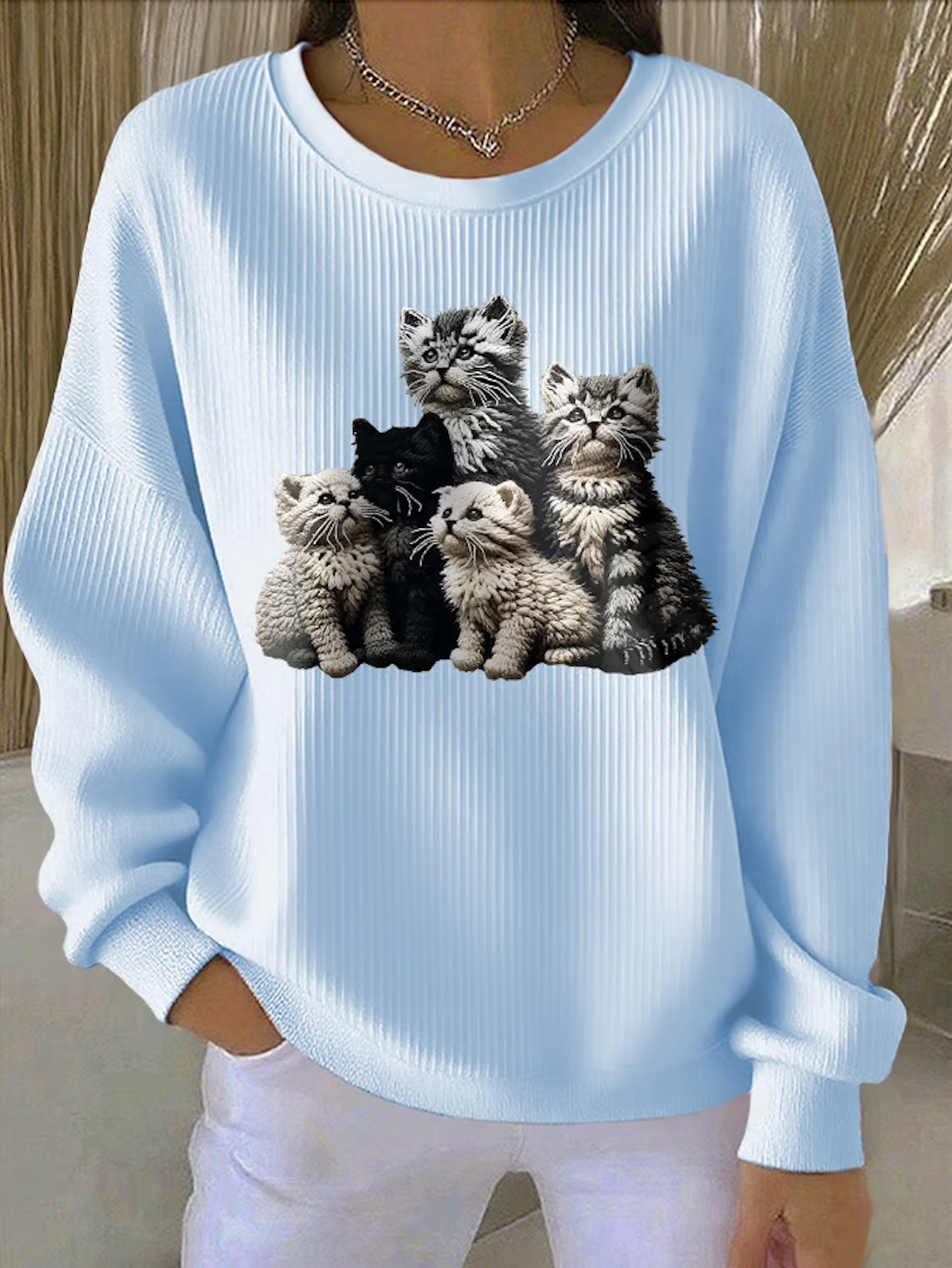 Casual Crew Neck Animal Sweatshirt