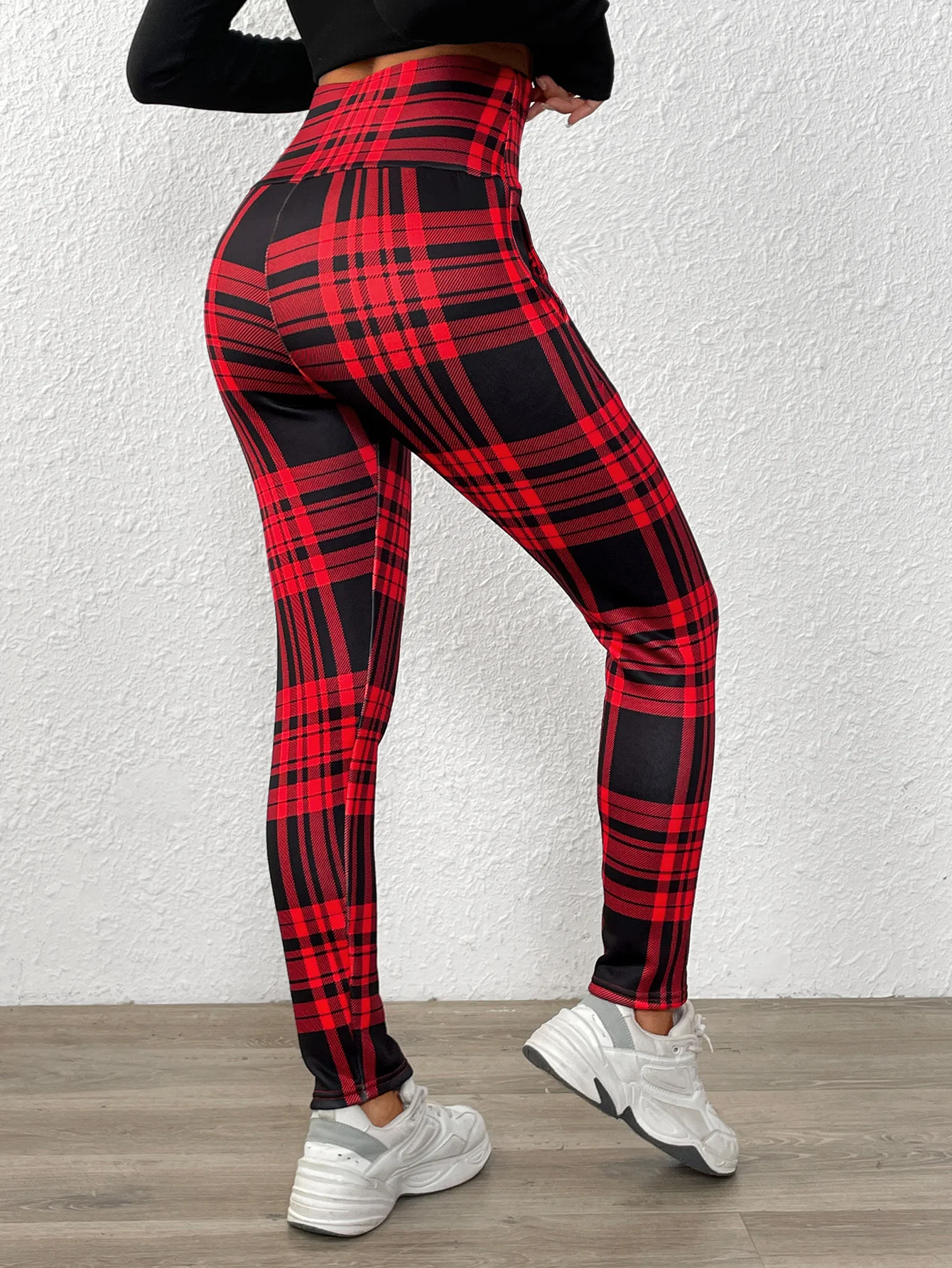 Women Plaid Casual Winter Printing Long Leggings