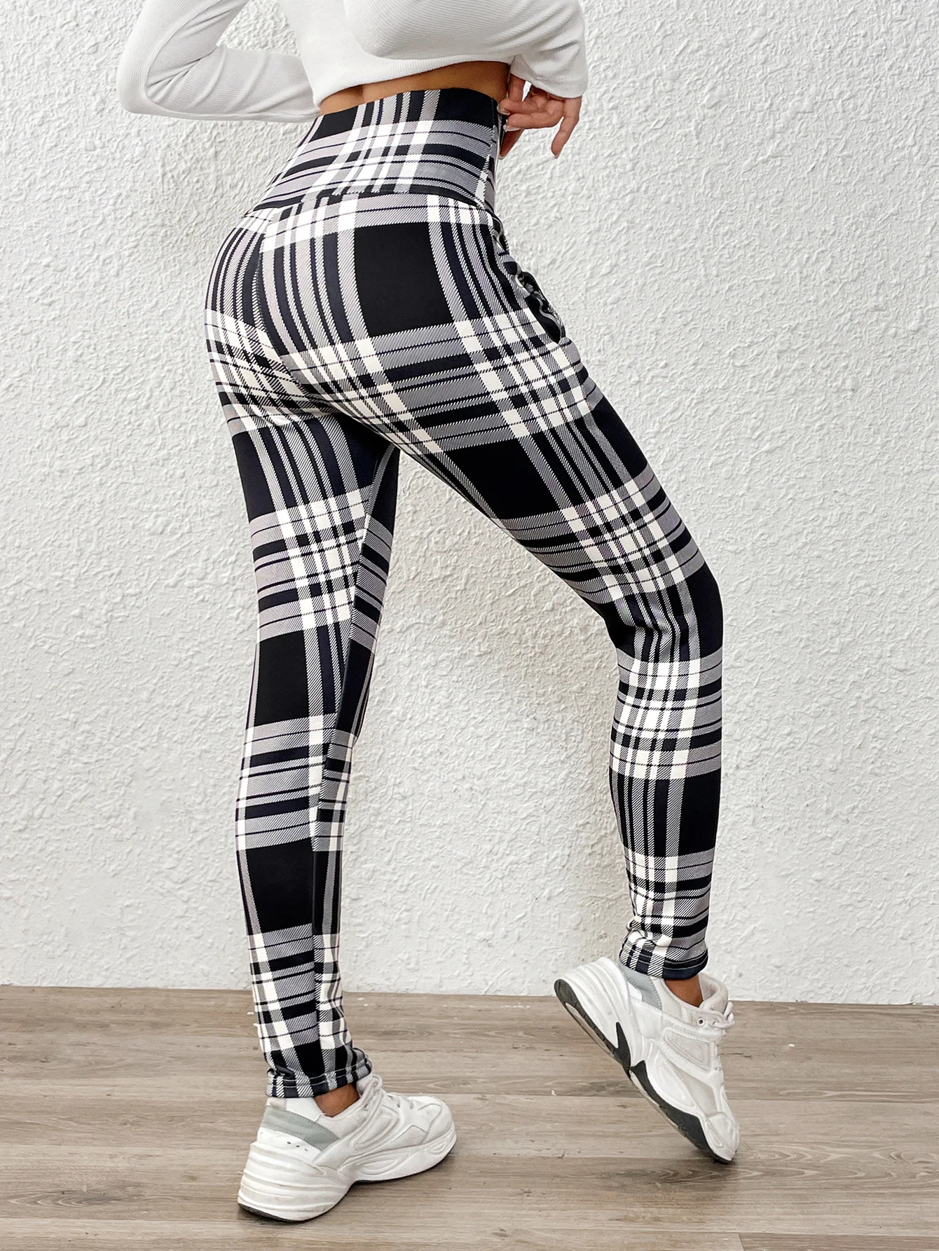 Women Plaid Casual Winter Printing Long Leggings