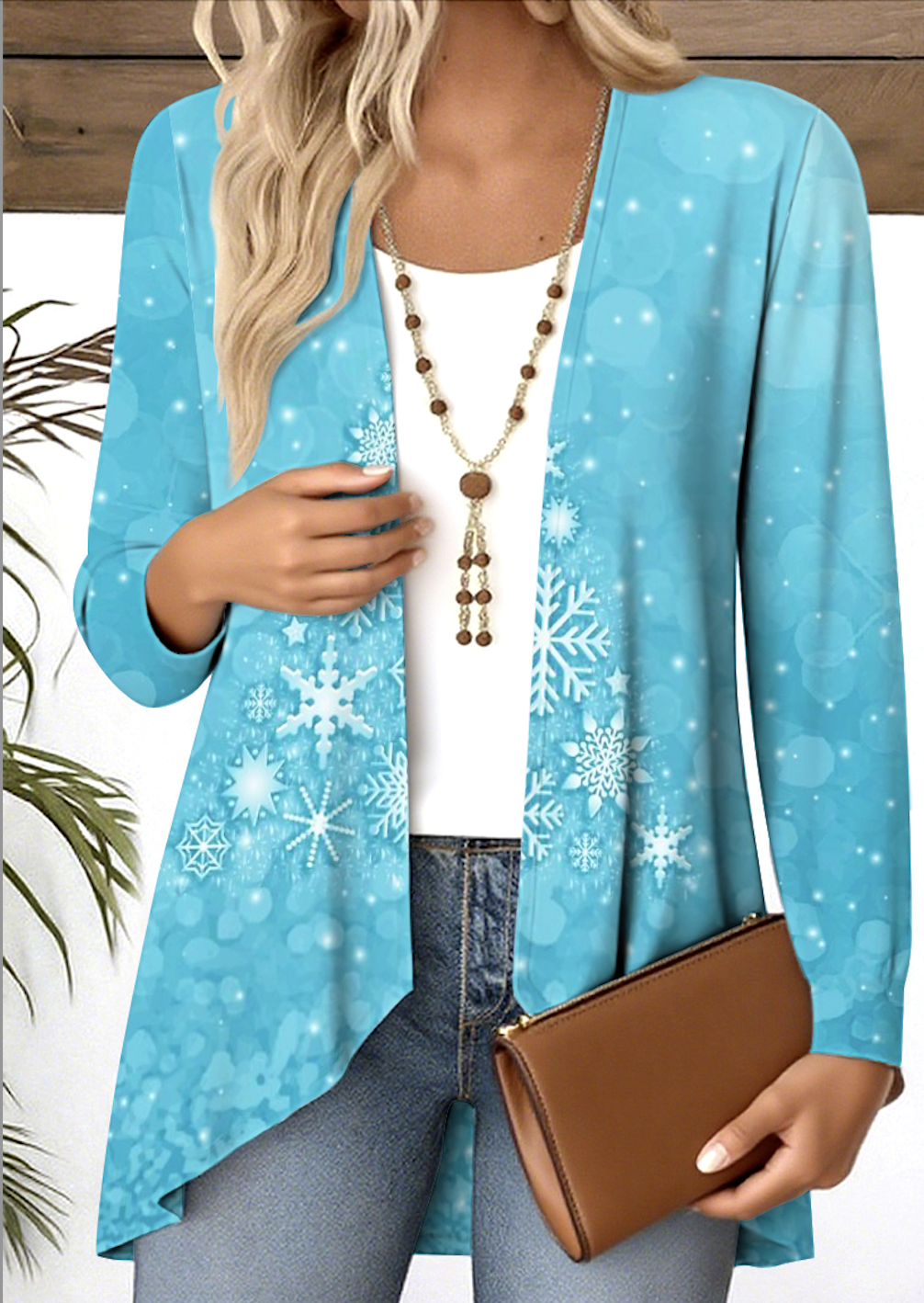 V Neck Long Sleeve Geometric Regular Micro-Elasticity Regular Fit Blouse For Women