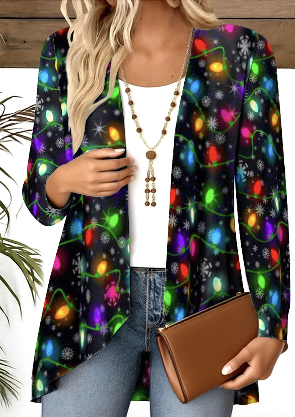 V Neck Long Sleeve Christmas Regular Micro-Elasticity Regular Fit Blouse For Women