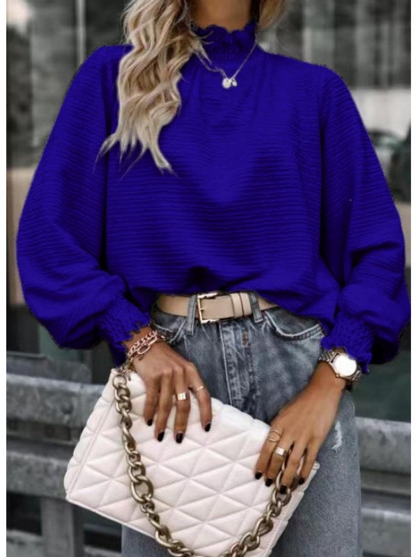 Vintage Geometric Stand Collar Long Sleeve T-shirt