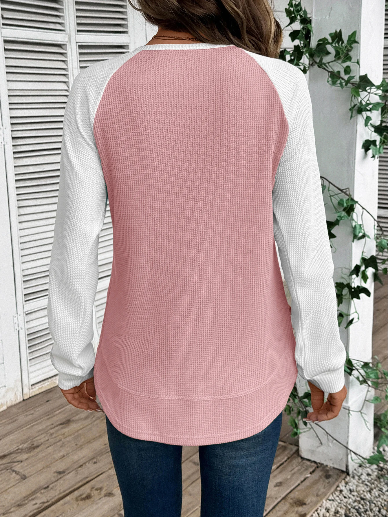 Casual Color Block Crew Neck Long Sleeve T-shirt