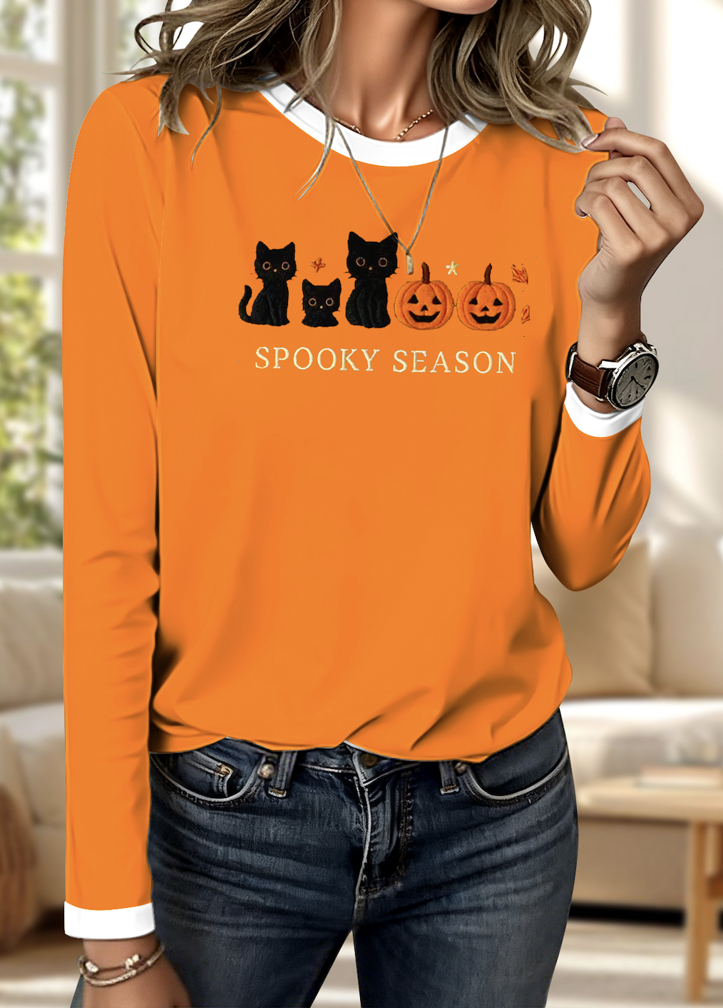 Vintage Animal Crew Neck Long Sleeve T-shirt