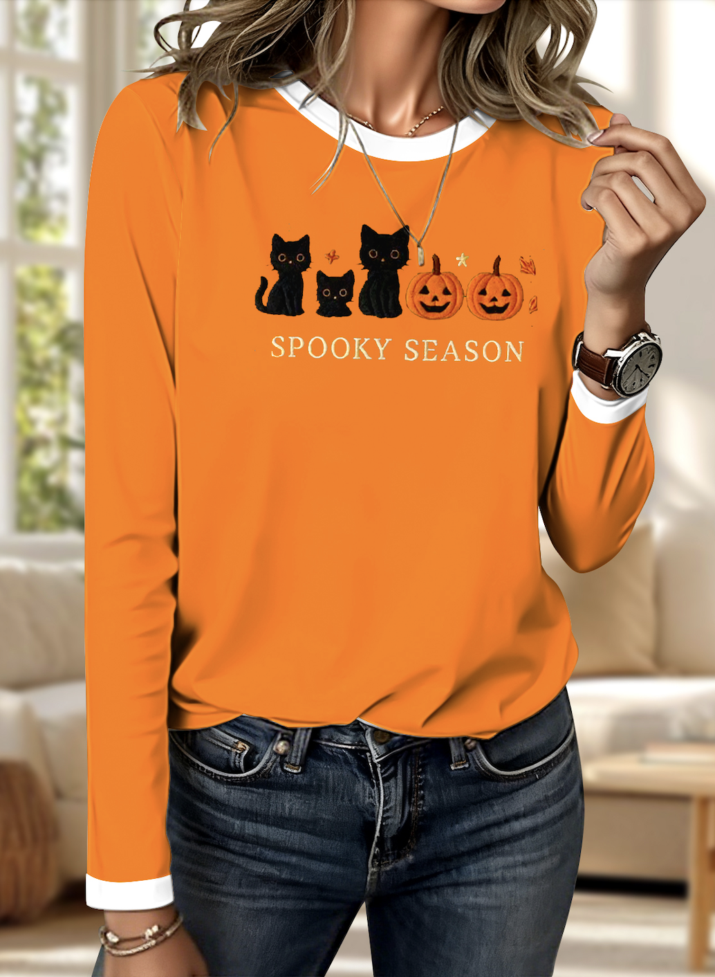 Vintage Animal Crew Neck Long Sleeve T-shirt