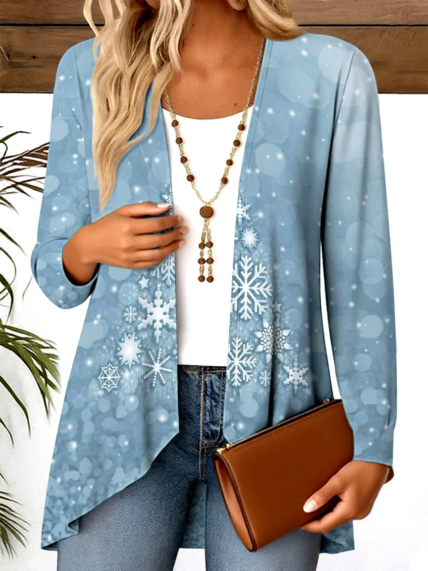 V Neck Long Sleeve Geometric Regular Micro-Elasticity Regular Fit Blouse For Women