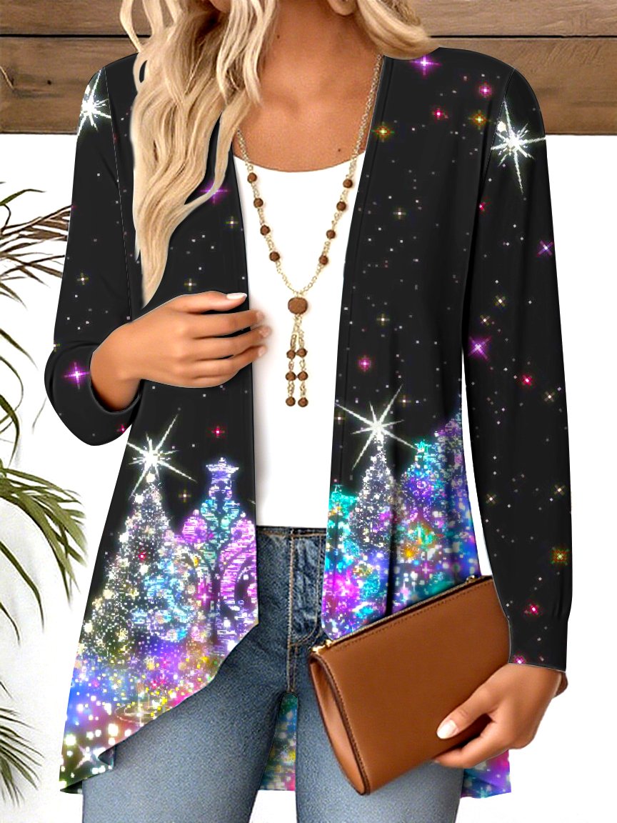 V Neck Long Sleeve Christmas Regular Micro-Elasticity Regular Fit Blouse For Women