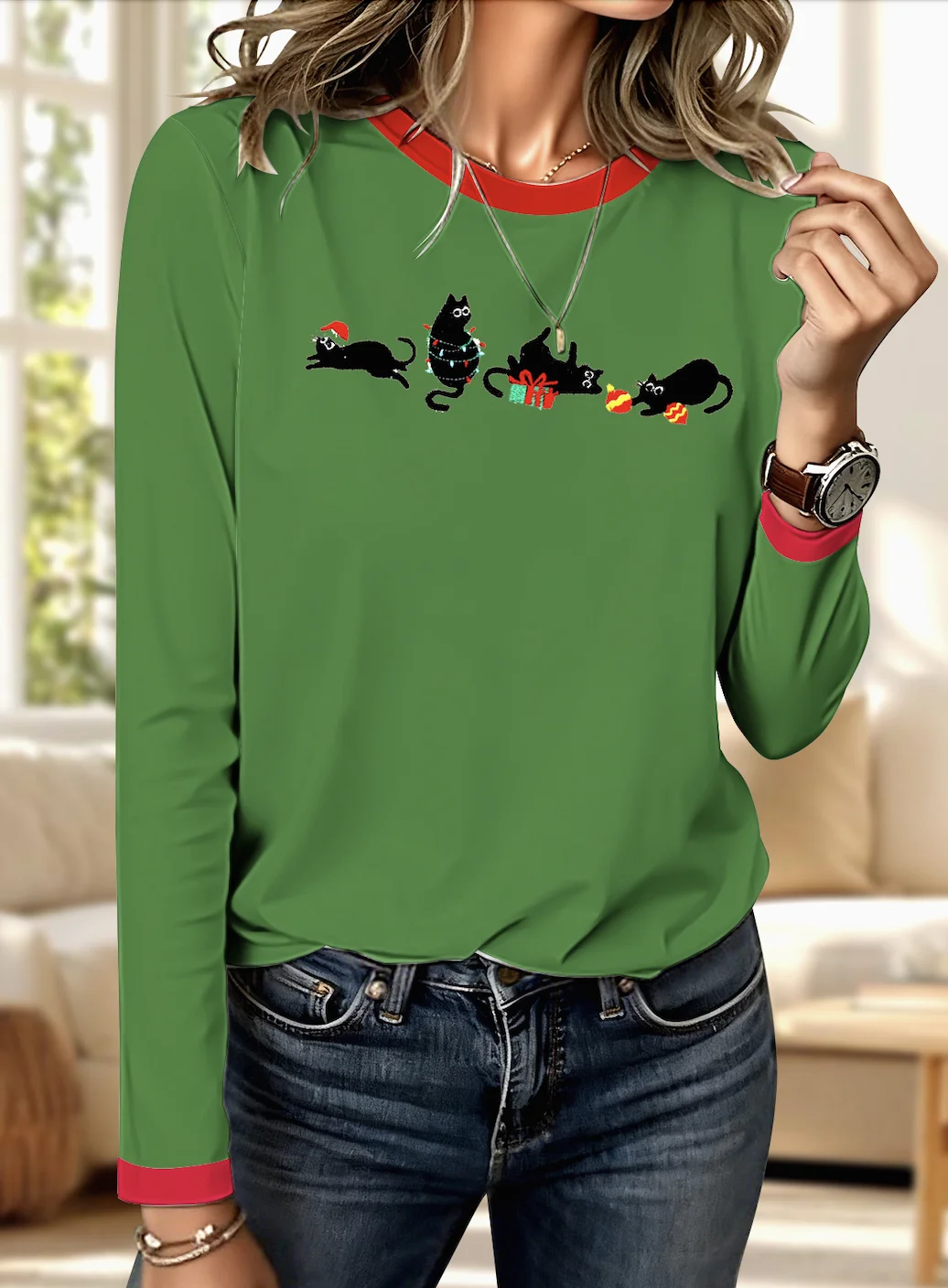 Vintage Animal Crew Neck Long Sleeve T-shirt
