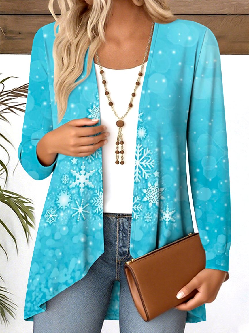 V Neck Long Sleeve Geometric Regular Micro-Elasticity Regular Fit Blouse For Women