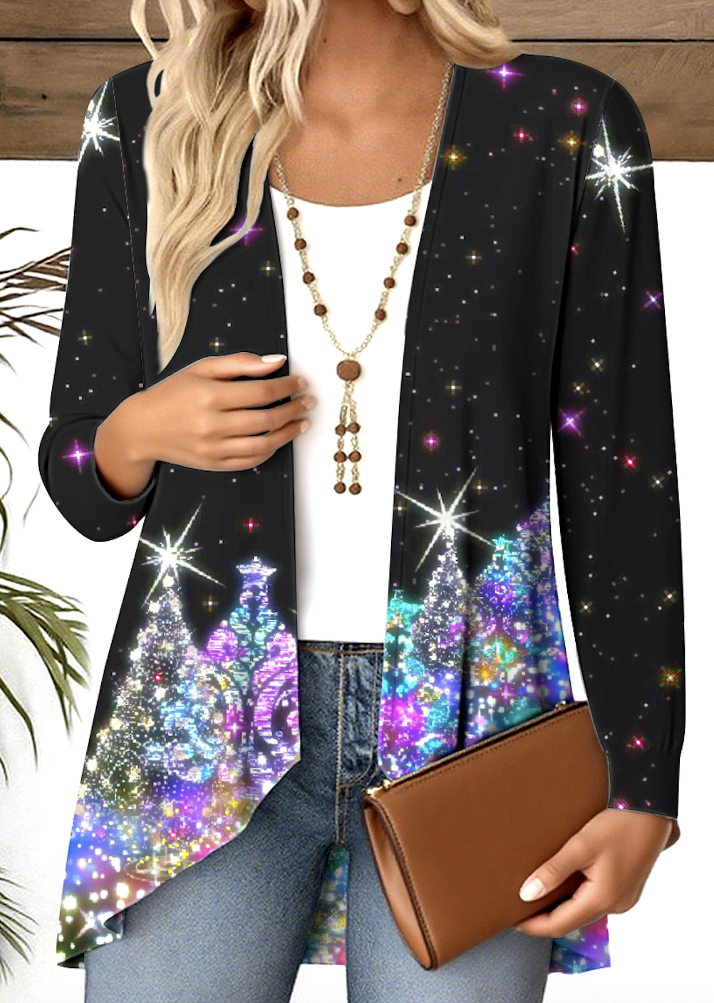 V Neck Long Sleeve Christmas Regular Micro-Elasticity Regular Fit Blouse For Women