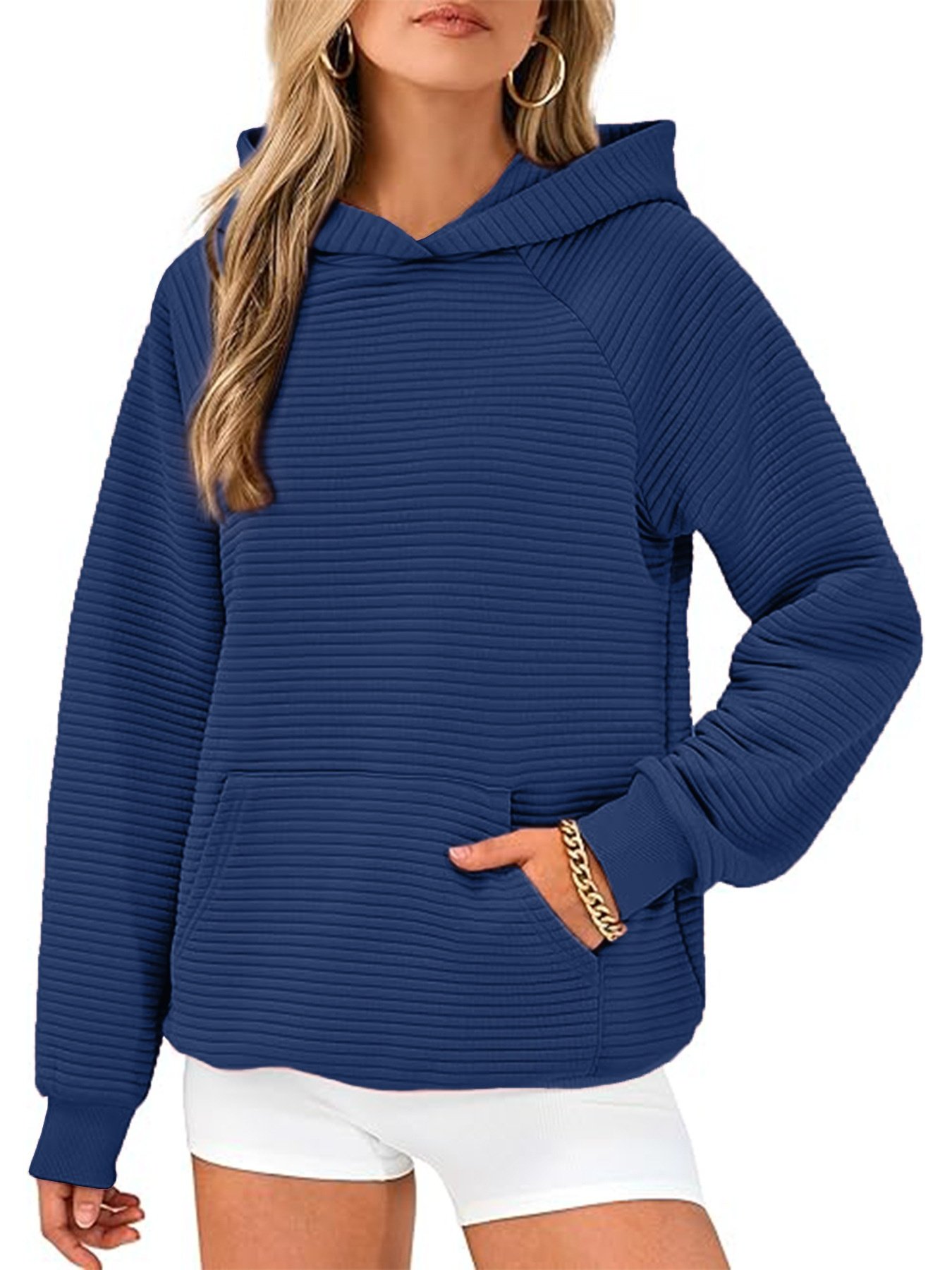Casual Hoodie Plain Sweatshirt Split Joint