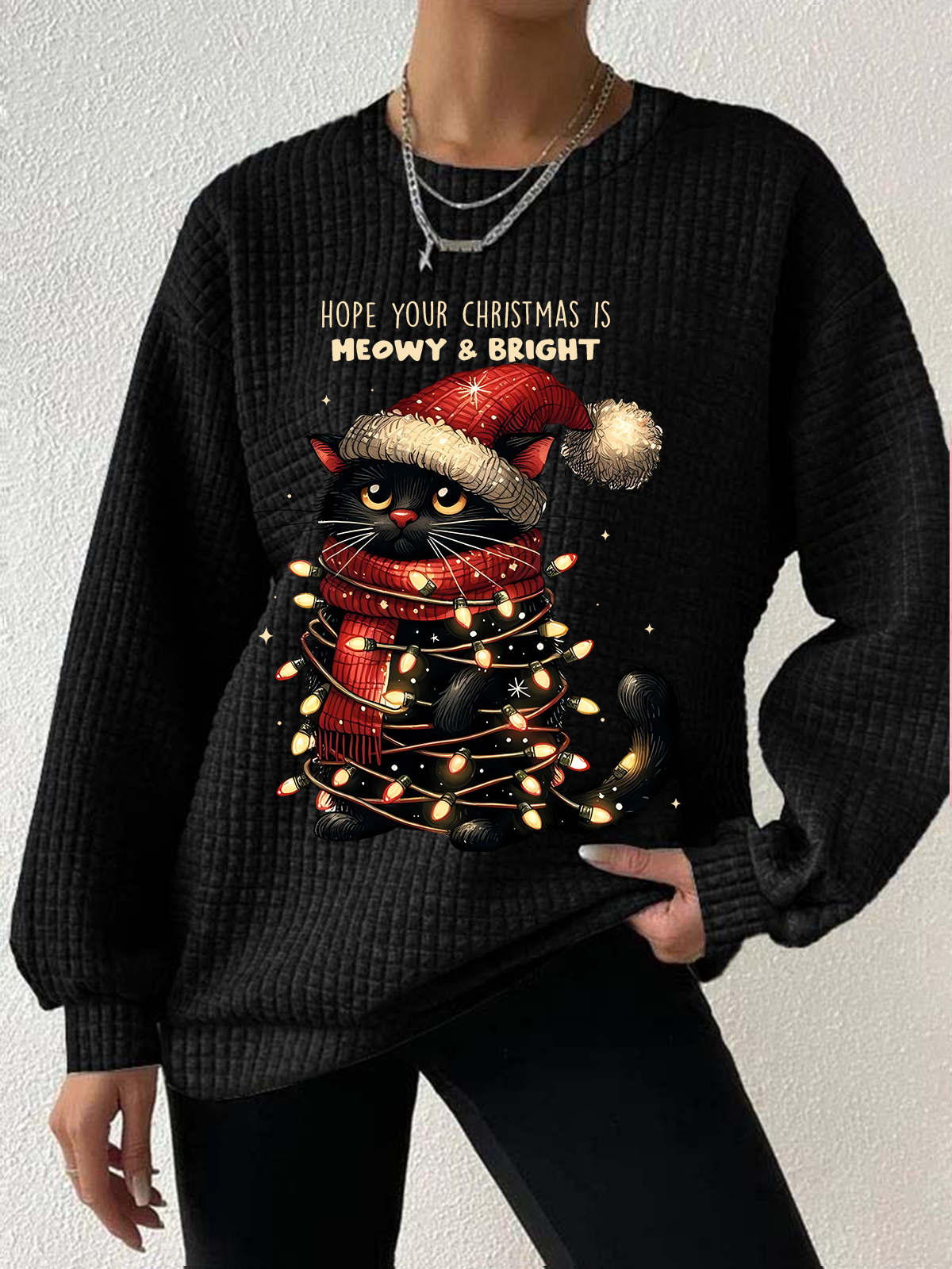 Casual Crew Neck Christmas Sweatshirt
