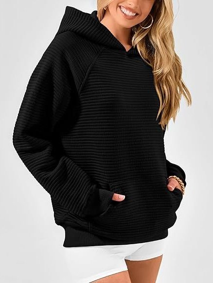 Casual Hoodie Plain Sweatshirt Split Joint