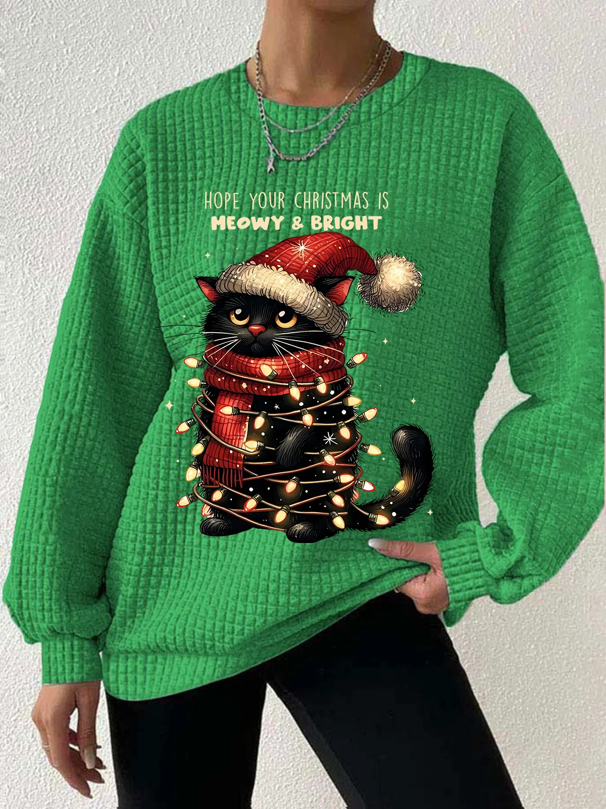 Casual Crew Neck Christmas Sweatshirt