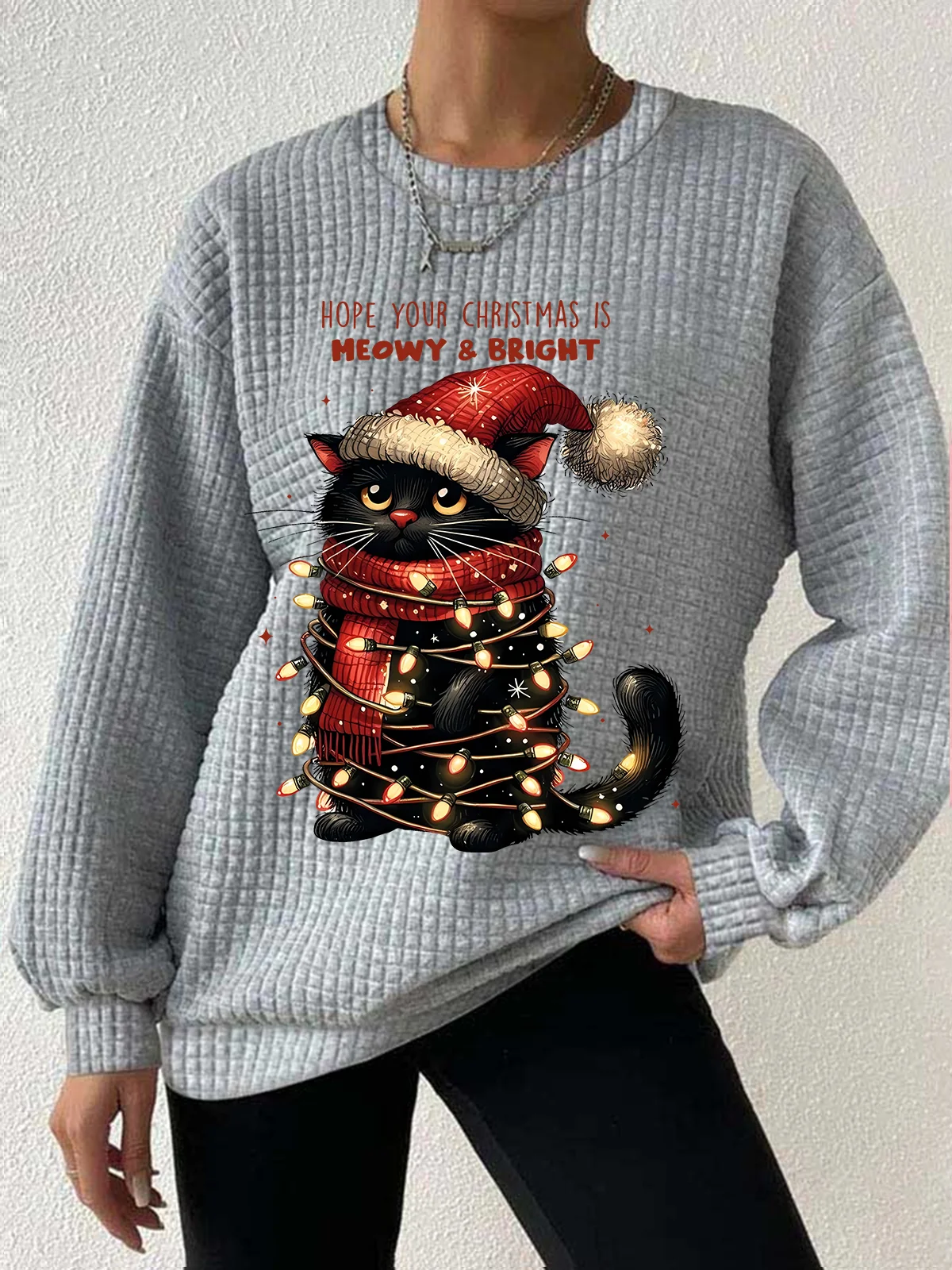 Casual Crew Neck Christmas Sweatshirt