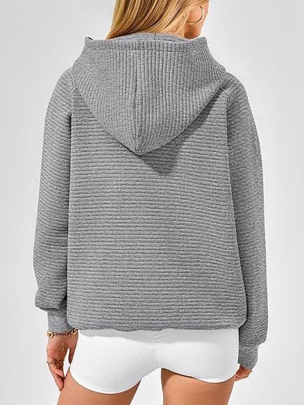 Casual Hoodie Plain Sweatshirt Split Joint