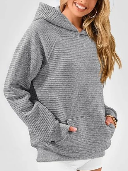 Casual Hoodie Plain Sweatshirt Split Joint