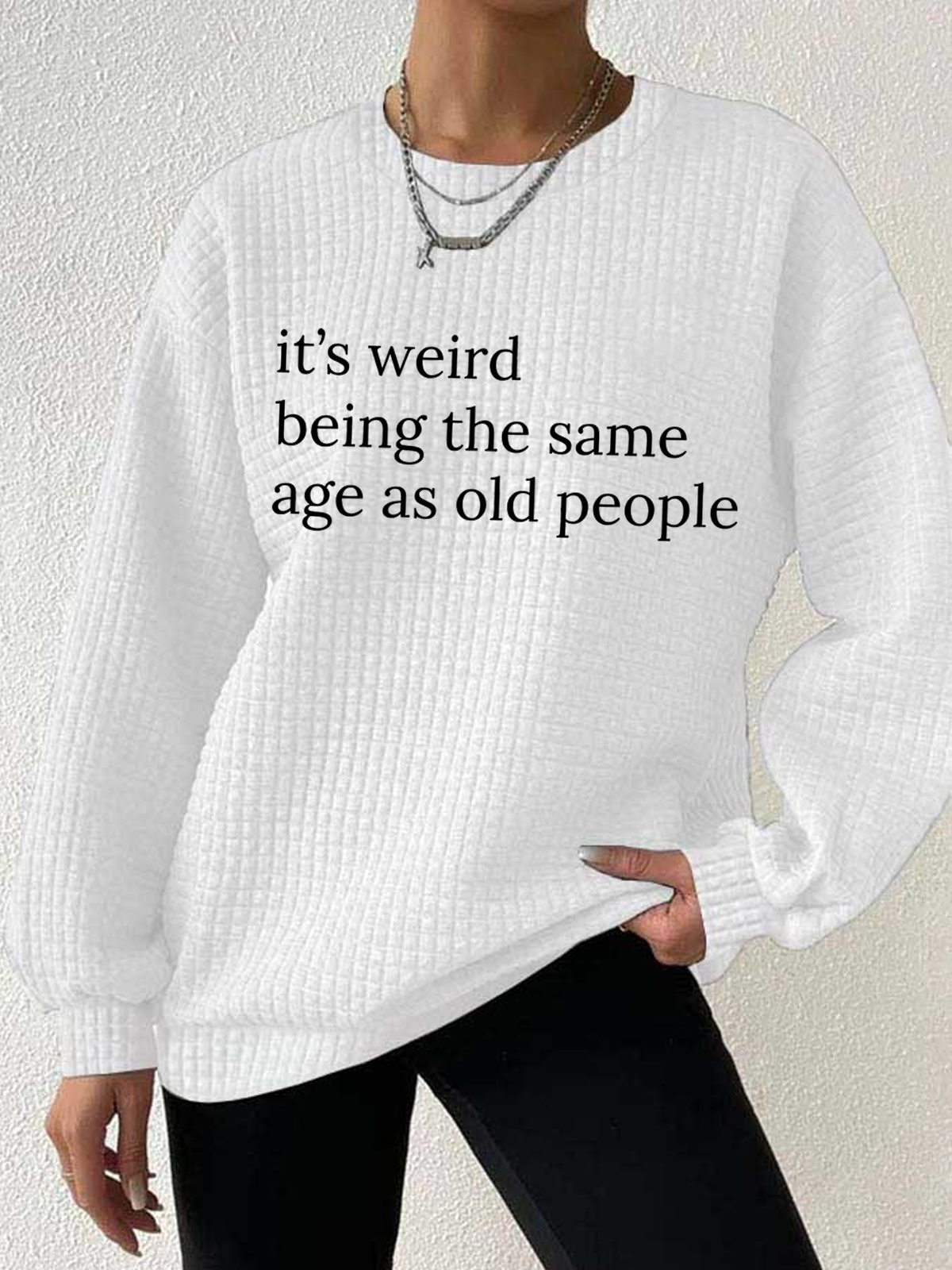 Casual Crew Neck Text Letters Sweatshirt