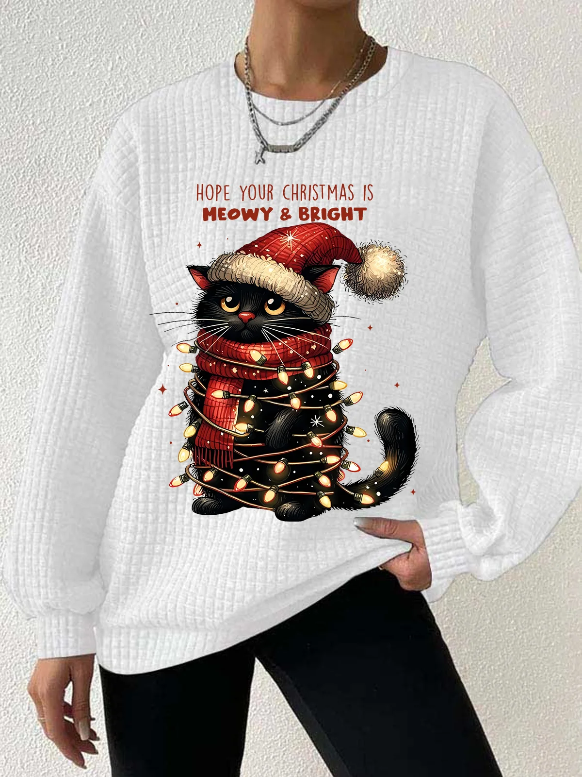 Casual Crew Neck Christmas Sweatshirt