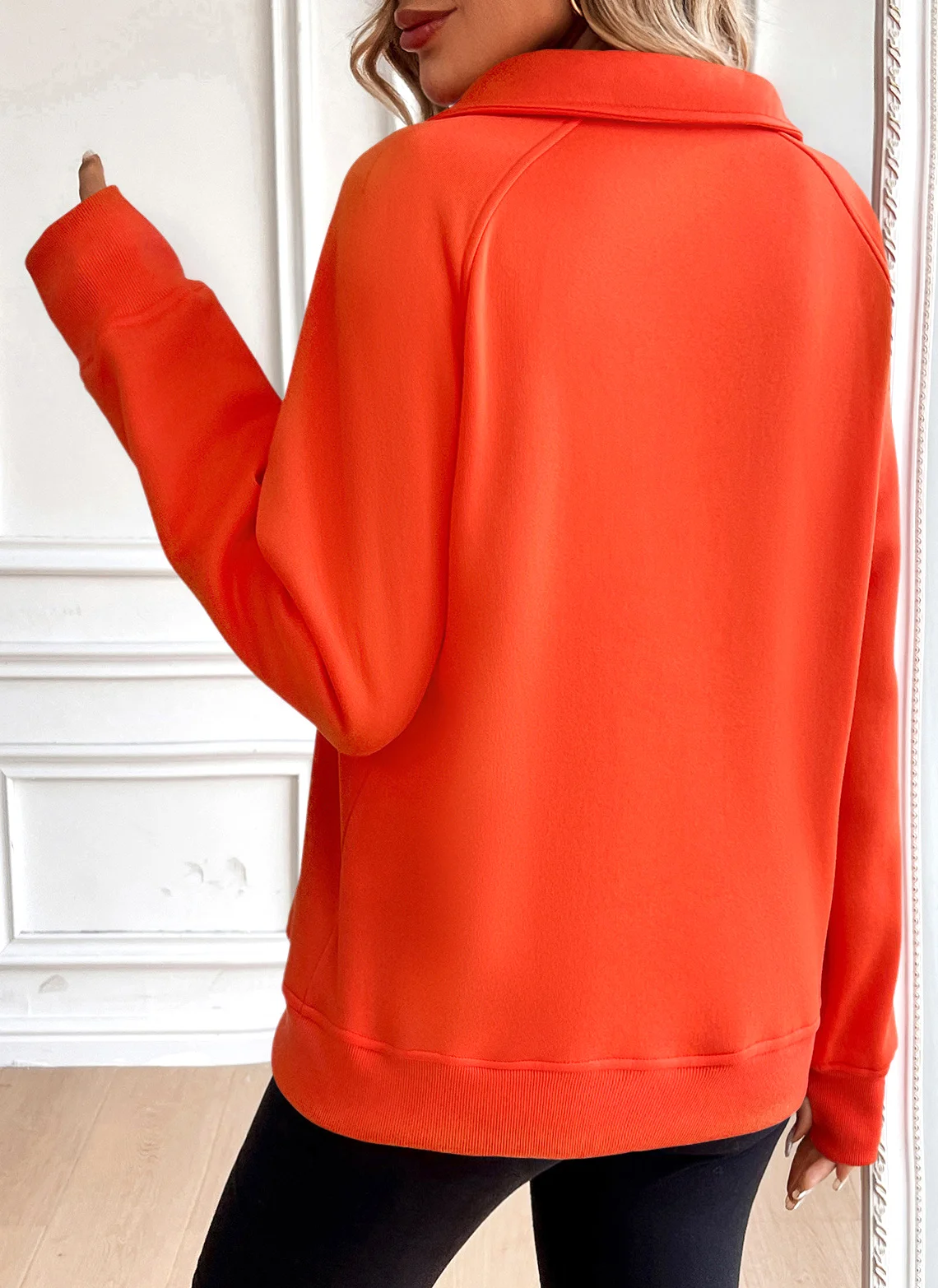 Casual V Neck Plain Sweatshirt